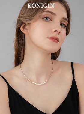 淡水珍珠项链女s925纯银锁骨链