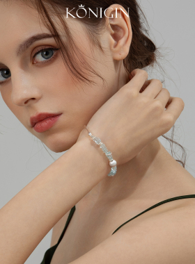 925纯银海蓝宝手链女夏手镯手饰