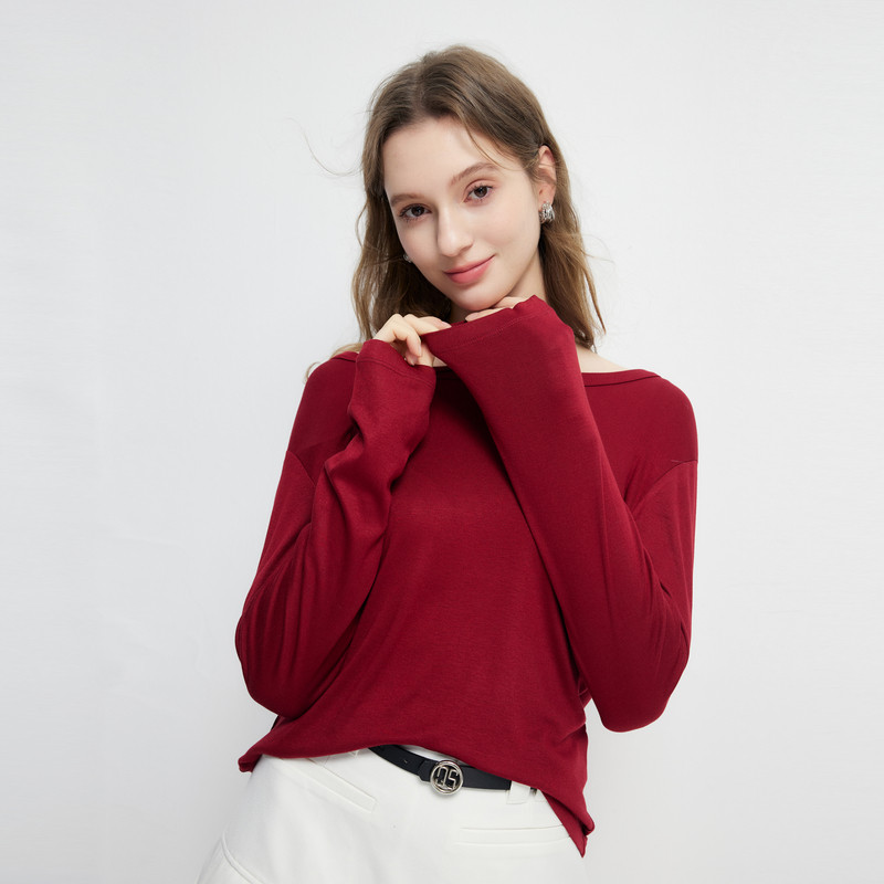 秋水伊人简约百搭镂空圆领衬衫2026年春季新款女经典通勤H型T恤