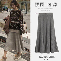 Pregnant Woman Half Body Dress Autumn Winter Advanced Sensation Knit Large Swing Long Skirt External Wearing Sweater Toabdominal A Character Dress Spring Autumn