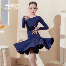 Danflute new children Latin dance dress girl dance practice with long sleeve dress for womens competition stipulating dance dress