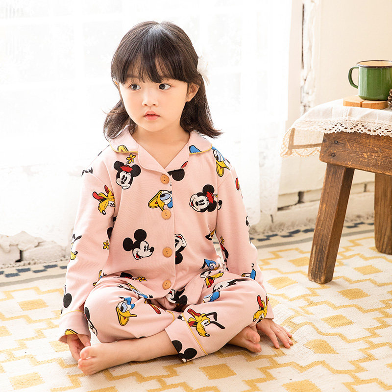纯棉儿童秋季长袖可爱小孩睡衣 玩乐猫家居服套装