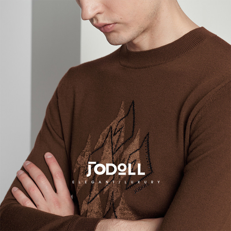 JODOLL/乔顿男羊毛衫冬潮流提花圆领毛衣舒适绵羊毛针织衫,淘宝优惠券,粉丝福利购,淘宝优惠卷