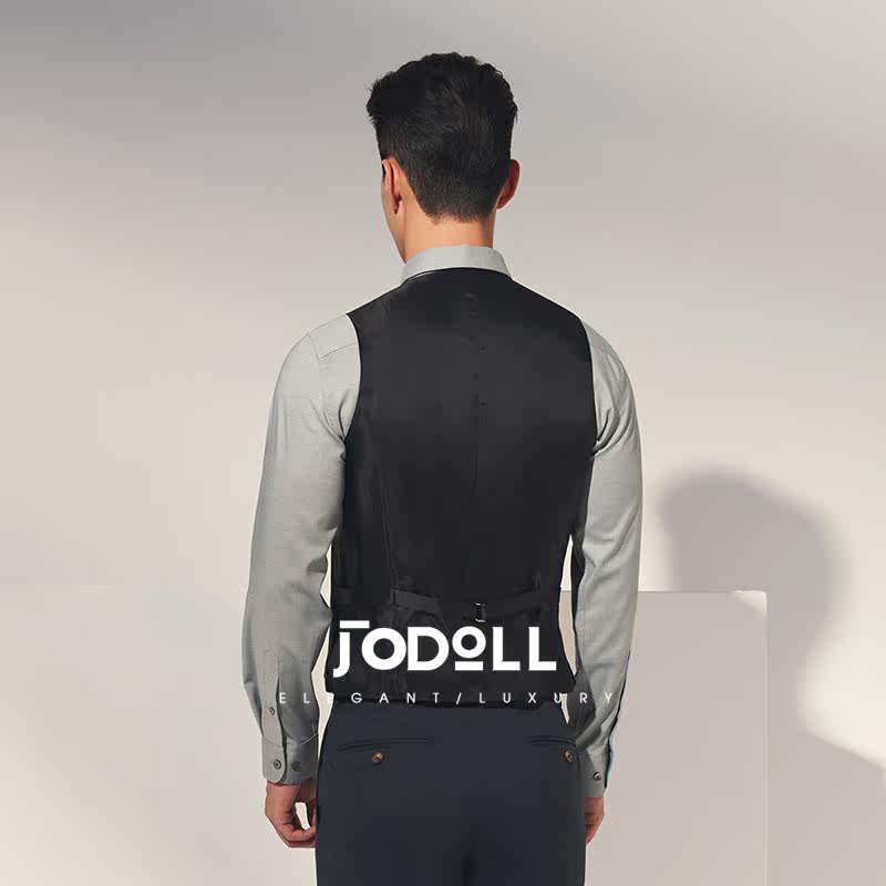JODOLL乔顿男商务正装藏青色格纹修身羊毛桑蚕丝西服马甲,淘宝优惠券,粉丝福利购,淘宝优惠卷