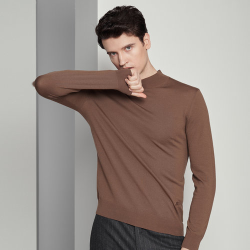 JODOLL乔顿多色羊毛衫男士商务休闲半高领山羊绒绵羊毛打底针织衫 - 图0