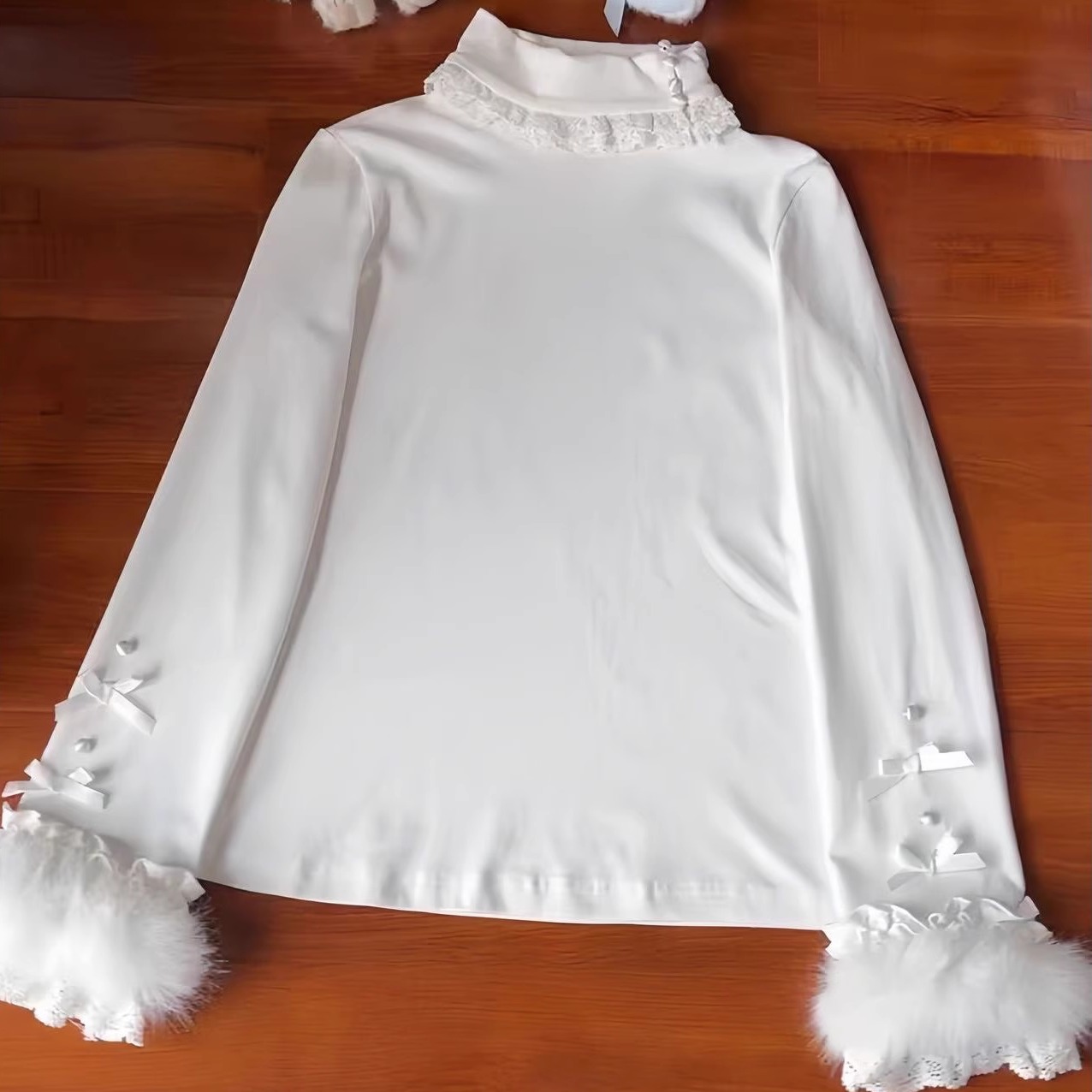 新爆款洛丽塔奶油甜心打底衫高领长袖秋冬内搭百搭气质显瘦上衣女 - 图3