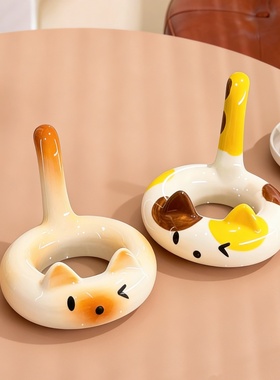 卡通猫咪手机支架办公室桌面摆件