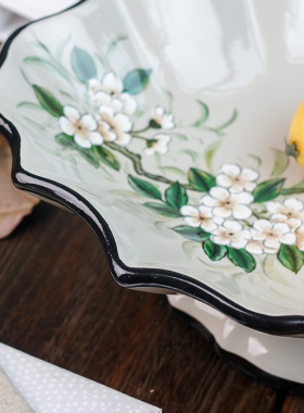 创意手绘桌面干果盘陶瓷水果盘