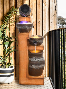 水调江南家居简约喷泉招财景观摆设客厅落地陶罐水景装饰品摆件