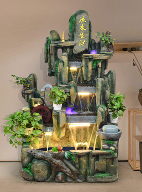 田园风假山鱼缸会所庭院水景景观