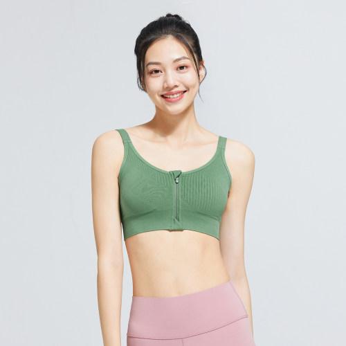 暴走的萝莉运动内衣女无缝一体织调节前拉链背心健身bra2024 - 图0
