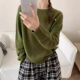 BADX genuine solid color round neck seamless one-piece wool sweater for women in autumn soft and waxy loose slimming versatile sweater