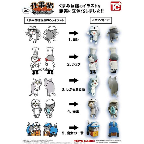 Toys Cabin 扭蛋仕事猫 社畜猫 迷你工作现场猫公仔吊饰全5种日版 - 图2