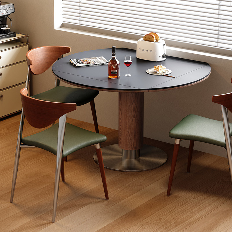 梵创 正方形折叠岩板餐桌中古风方圆两用实木伸缩圆桌包豪斯饭桌,淘宝优惠券,粉丝福利购,淘宝优惠卷