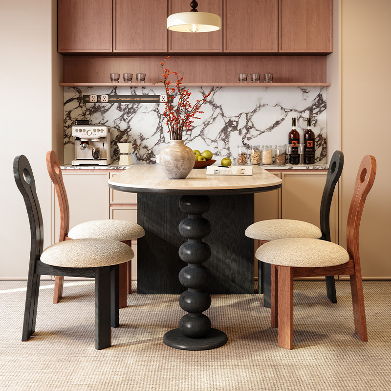 梵创 岛台餐桌一体可伸缩实木岩板小户型家用法式中古风折叠岛台,淘宝优惠券,粉丝福利购,淘宝优惠卷