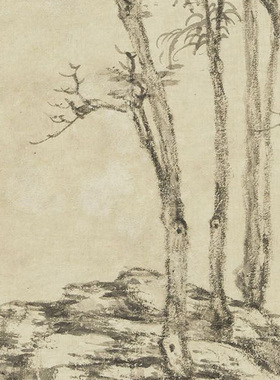 元倪瓒渔庄秋霁图名家国画山水真迹复制高清微喷临摹画稿装饰画芯