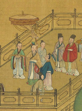 仇英蟠桃仙会图国画青绿山水长卷