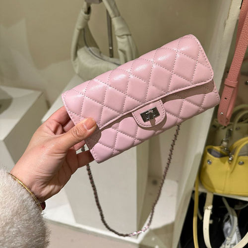 小香风零钱手机包百搭迷你小方包高级感单肩斜挎包通勤菱格链条包 - 图1