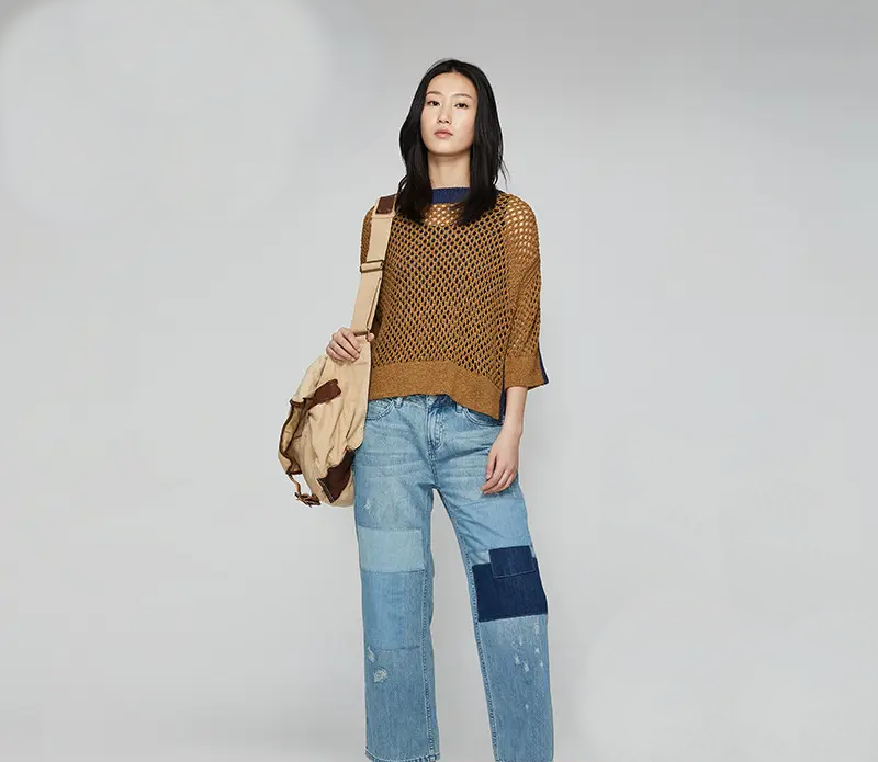 小众高端潮品init*al 专柜1780 文艺范+时尚拼接 阔腿牛仔裤V970 - 图2