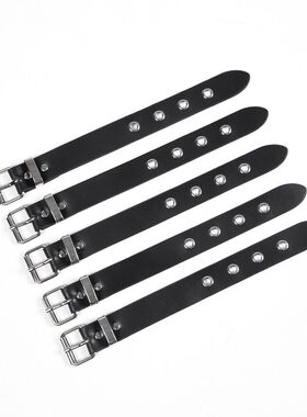 ins暗黑臂环手腕11-17cm长可调节皮带bjd配饰手环PU皮金属扣手链