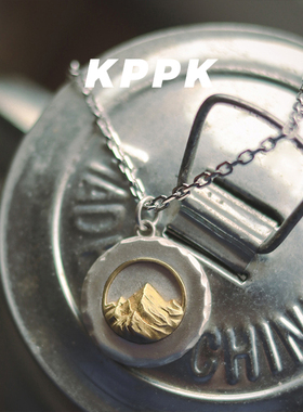 手工浮雕日照金山项链钛钢不掉色复古潮酷百搭情侣款项链轻奢小众