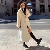 Sherfat-Elegant Super Fairy white fur coat autumn winter thickened womens dress loose with long lap and cap jacket