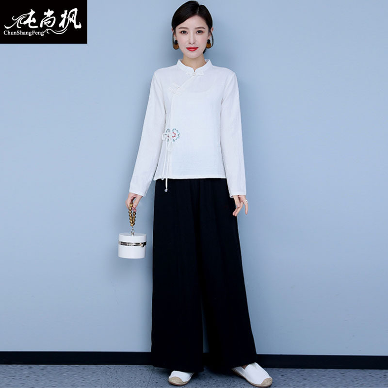 中式唐装禅意女装茶服秋冬棉麻汉服 纯尚枫女装上衣