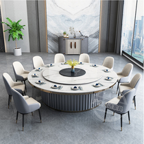 Hotel Electric Big Round Table Hotel Bag Compartment 15 People 20 People Rock Plate Table New Chinese Electric Turntable Table Commercial