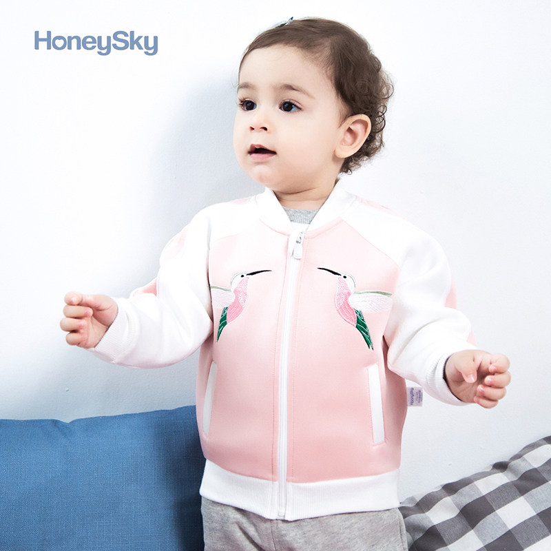 honeysky母子母女装太空棉棒球开衫 honeysky亲子装/亲子时装