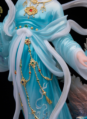 九天玄女神像汉白玉中式客厅摆件