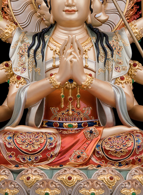 斗姆星君神像纯铜居家供奉摆件