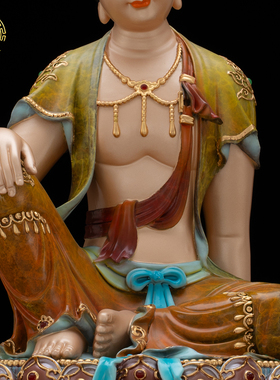 黄铜歪脖老母神像中式桌面摆件