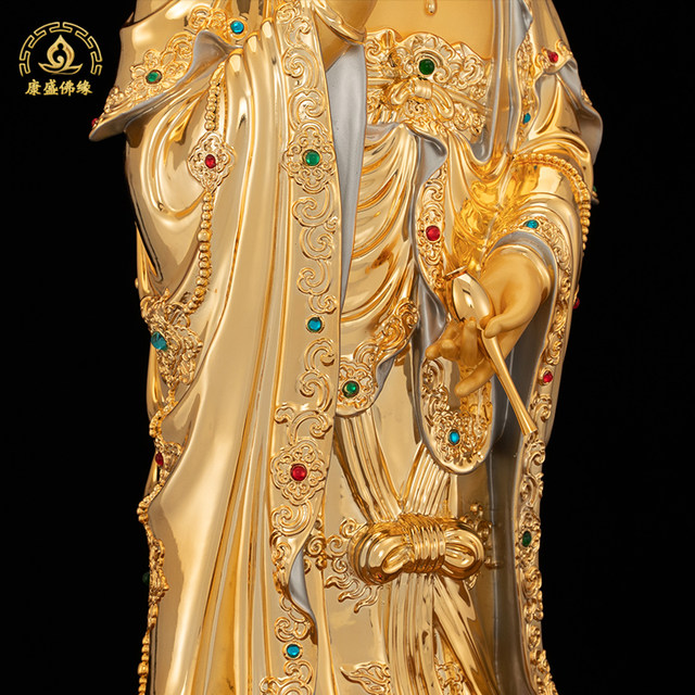 Pure Bronze Western Three Saints Bronze Statue New Product Standing Guanyin Bodhisattva