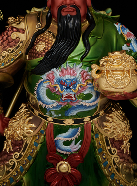 九龙关公神像武财神摆件黄铜招财