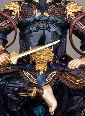 黄铜热着色真武大帝神像家居摆件