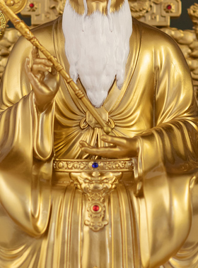 黄铜金漆三清祖师像供奉客厅摆件