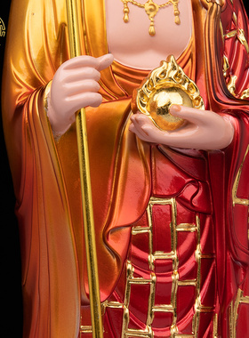 地藏王菩萨佛像树脂铜彩家用摆件