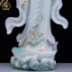 One Leaf Guanyin Standing Statue White Marble Elegant Home Furnishing