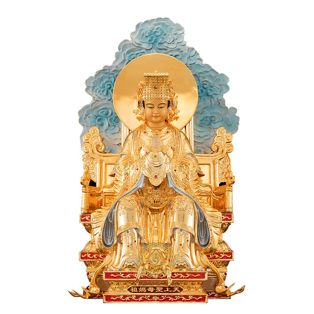 Chinese style gilt bronze Mazu goddess statue for home use