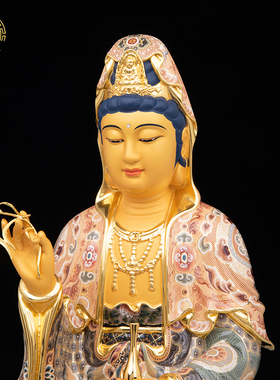 娑婆三圣佛像纯铜中式客厅鑫彩
