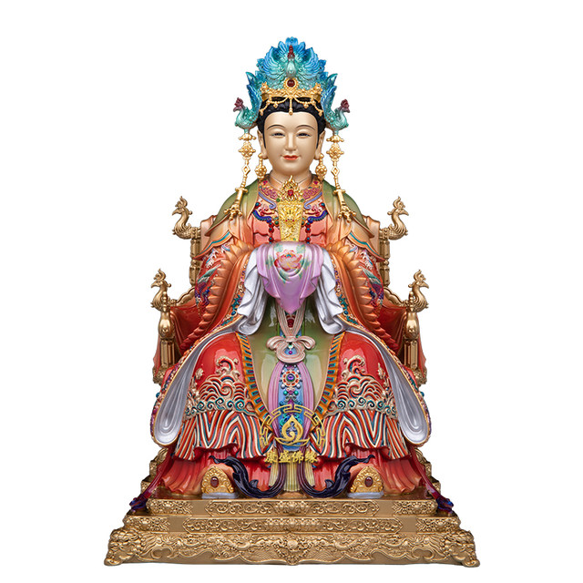 Bixia Yuanjun Statue Copper Painted Chinese Home Furnishings