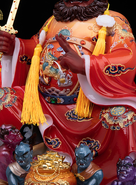 天师钟馗神像汉白玉供奉中式客厅