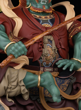 汉白玉焦面鬼王神像家用桌面摆件