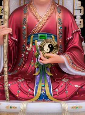 无生老母佛像汉白玉炫彩供奉摆件