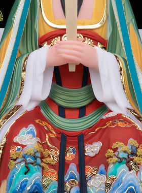 玉帝王母神像汉白玉中式客厅镶金