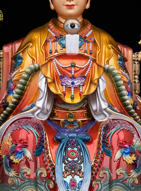 黄铜彩绘三霄娘娘像中式家居摆件