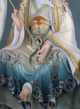 三清道祖神像汉白玉中式客厅摆件