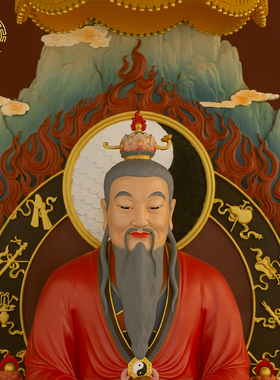 三清道祖铜像客厅黄铜摆件中式