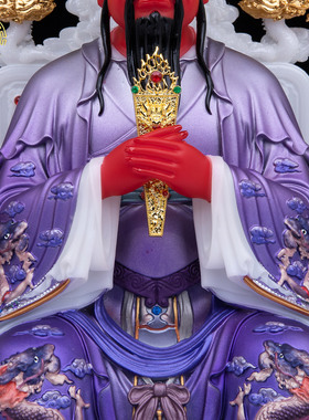 十殿阎罗王像汉白玉幻彩供奉摆件