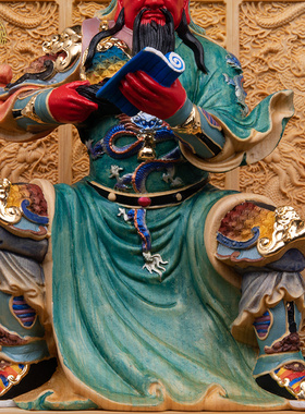 武财神关公神像木雕店铺供奉摆件
